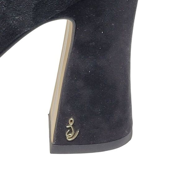 Sam Edelman Jaye Black Suede Leather High Heel Womens Ankle Boots 8 Zipper Logo - Picture 4 of 10